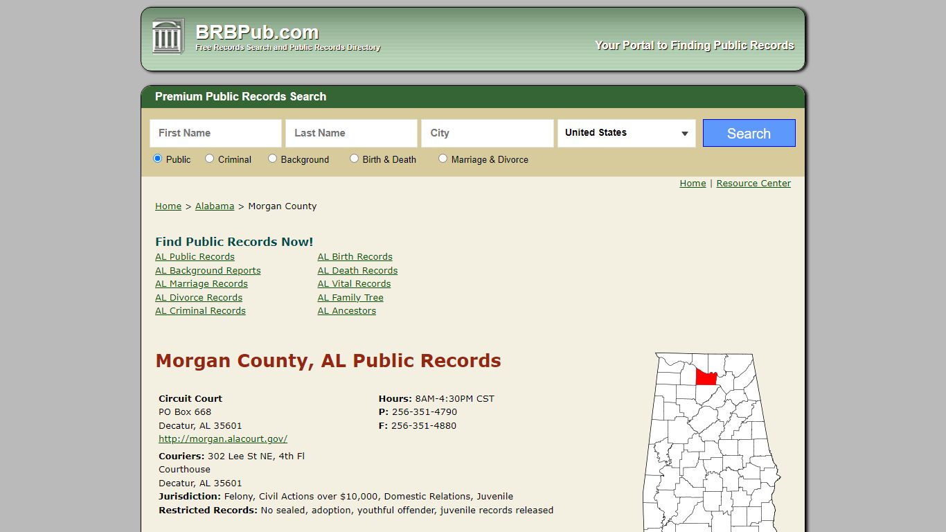 Morgan County Public Records | Search Alabama Government Databases